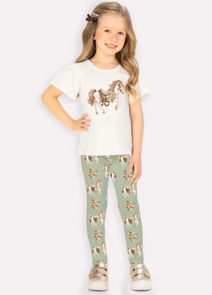 Milon - Conjunto Infantil Menina Cavalinho Off White - MILON