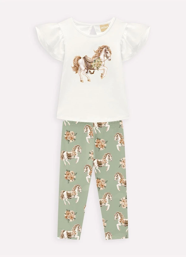 Milon - Conjunto Infantil Menina Cavalinho Off White 2