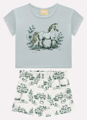 Milon - Conjunto Infantil Menina Cavalo Verde - MILON