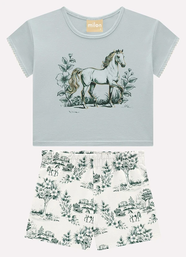 Milon - Conjunto Infantil Menina Cavalo Verde