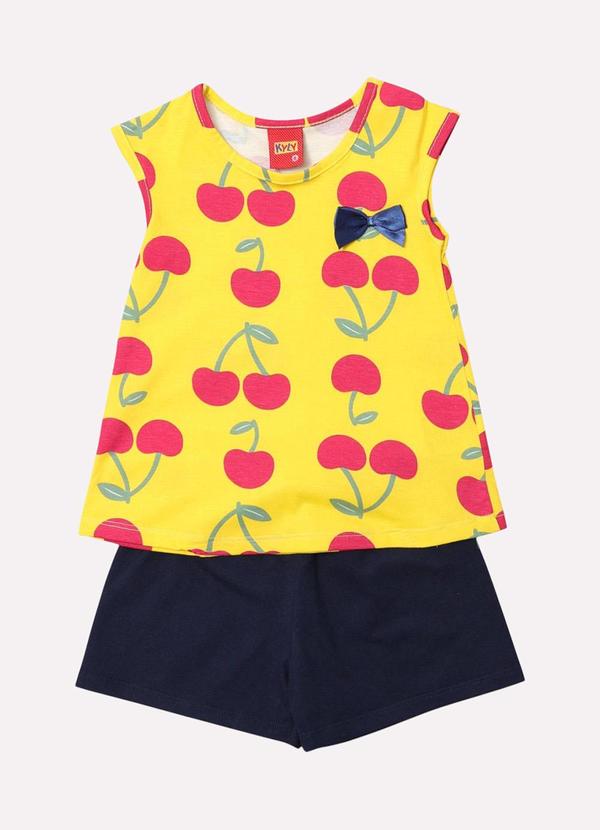 Kyly - Conjunto Infantil Menina Cereja Amarelo 2
