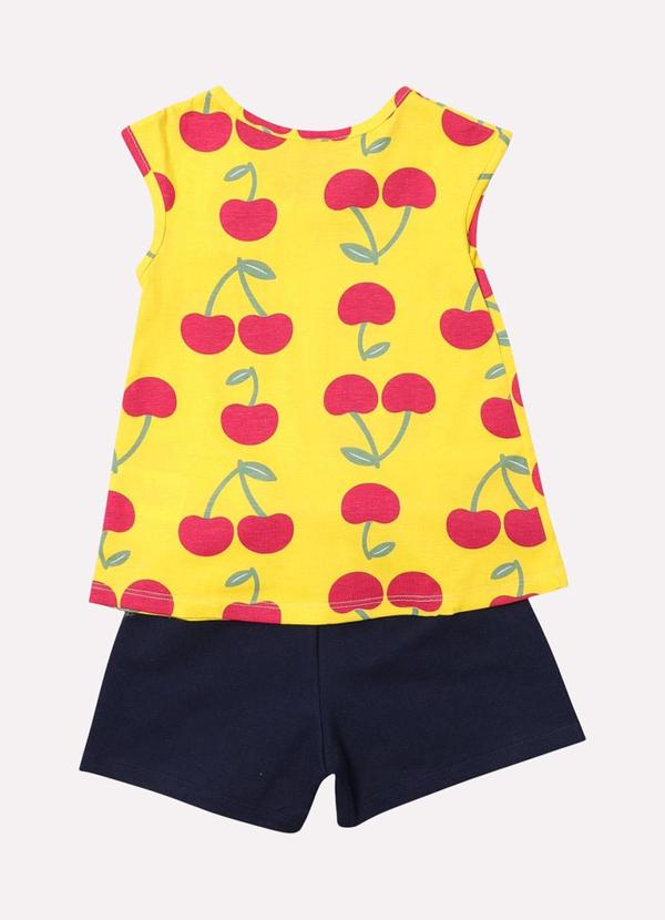 Kyly - Conjunto Infantil Menina Cereja Amarelo 3