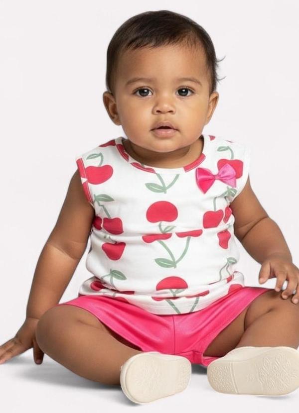 Kyly - Conjunto Infantil Menina Cereja Branco