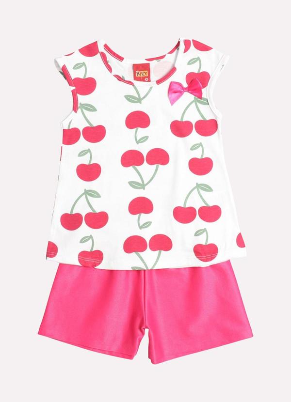 Kyly - Conjunto Infantil Menina Cereja Branco 2