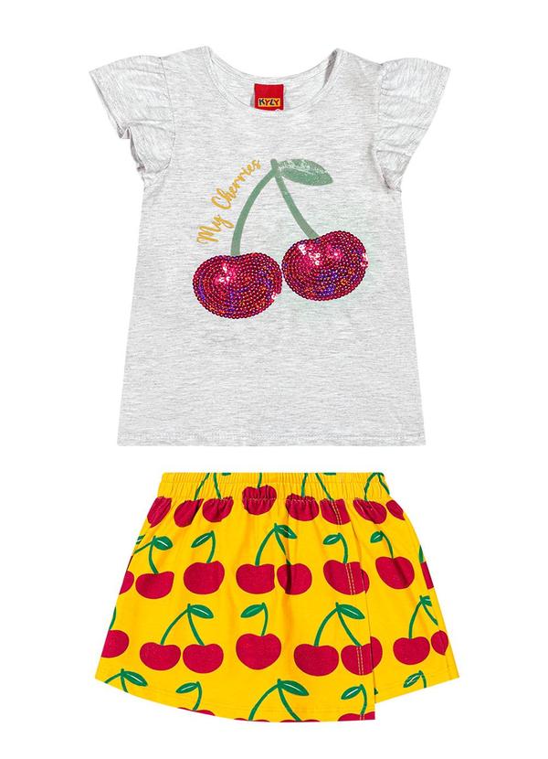 Kyly - Conjunto Infantil Menina Cereja Cinza 2