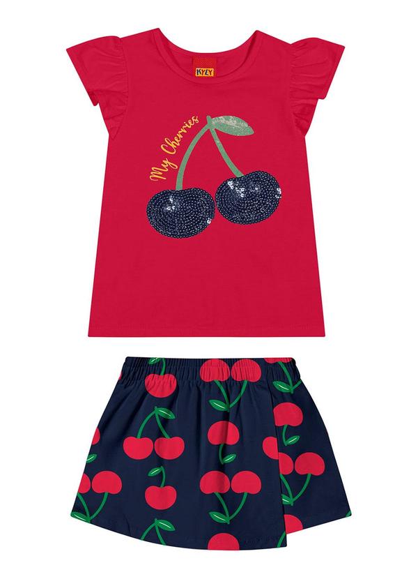 Kyly - Conjunto Infantil Menina Cereja Vermelho