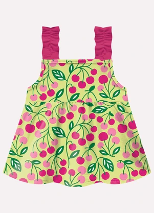 Kyly - Conjunto Infantil Menina Cerejas Amarelo - KYLY