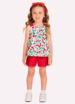 Kyly - Conjunto Infantil Menina Cerejas Branco - KYLY