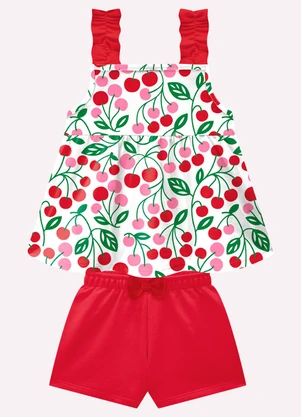 Kyly - Conjunto Infantil Menina Cerejas Branco - KYLY