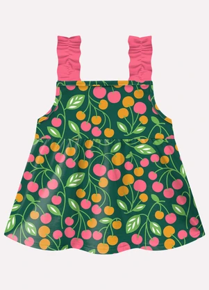 Kyly - Conjunto Infantil Menina Cerejas Verde - KYLY