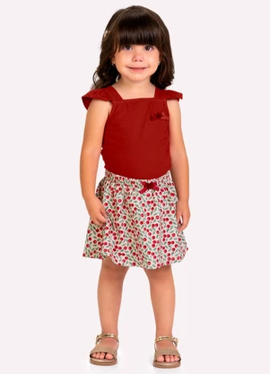 Milon - Conjunto Infantil Menina Cerejas Vermelho - MILON