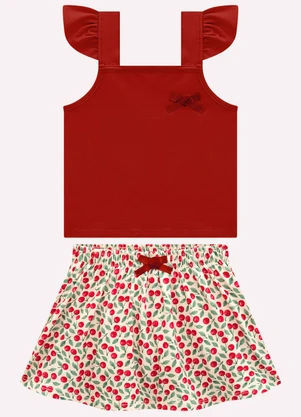 Milon - Conjunto Infantil Menina Cerejas Vermelho - MILON