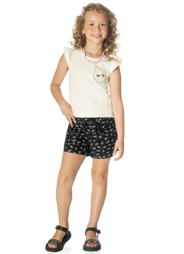 Rovi Kids - Conjunto Infantil Menina Clips Bege