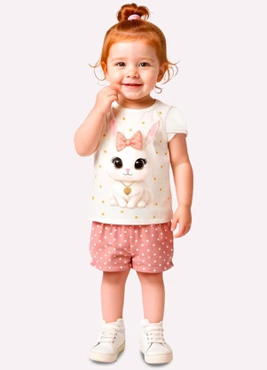 Kyly - Conjunto Infantil Menina Coelhinha Branco - KYLY
