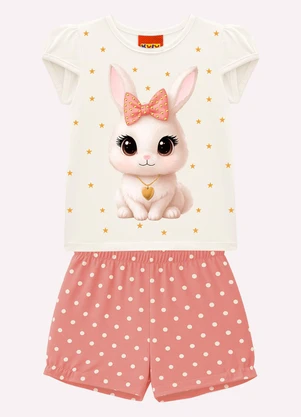 Kyly - Conjunto Infantil Menina Coelhinha Branco - KYLY