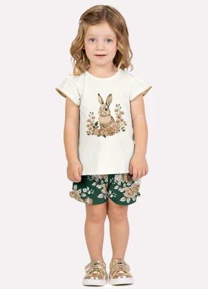 Milon - Conjunto Infantil Menina Coelho Branco - MILON