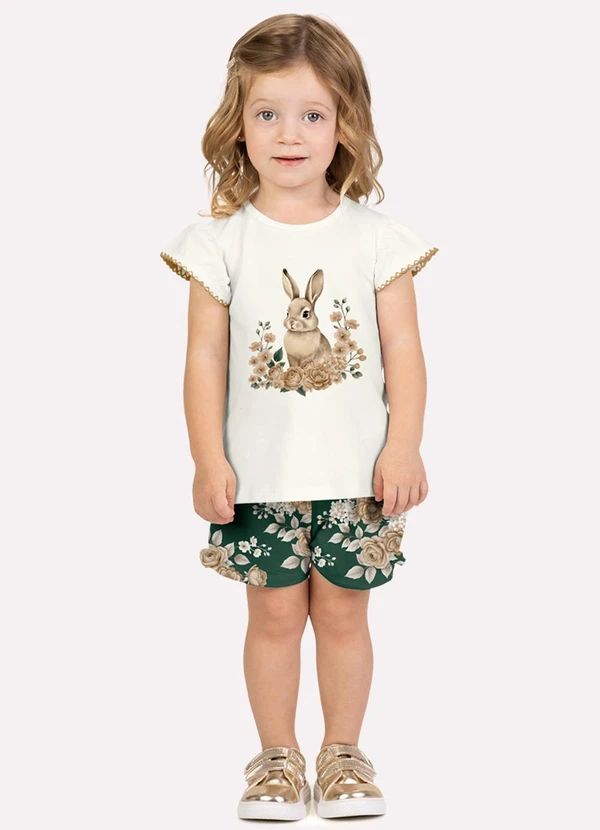 Milon - Conjunto Infantil Menina Coelho Branco