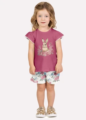 Milon - Conjunto Infantil Menina Coelho Rosa - MILON
