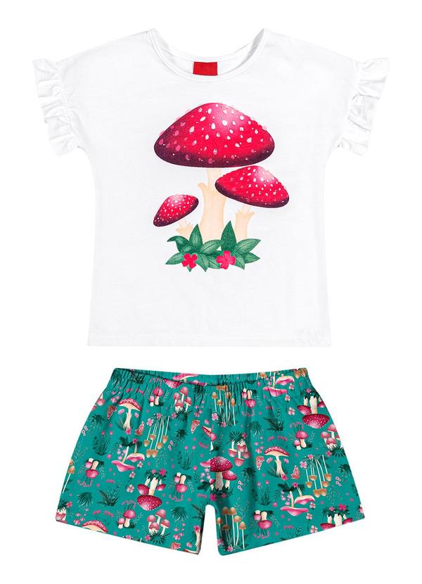 Kyly - Conjunto Infantil Menina Cogumelo Branco