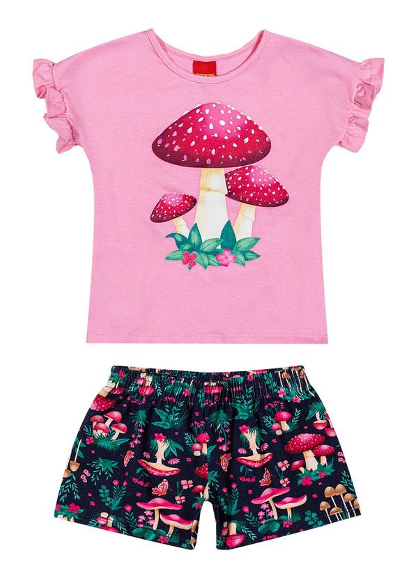 Kyly - Conjunto Infantil Menina Cogumelo Rosa