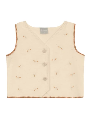 Mundi - Conjunto Infantil Menina Colete Bordado Natural - MUNDI