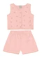 Brandili Mundi - Conjunto Infantil Menina Colete Bordado Rosa - variação: Rosa