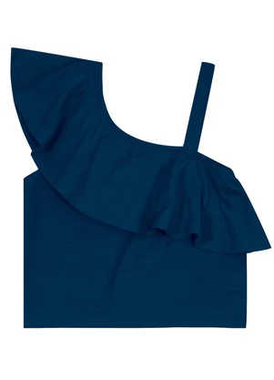 Brandili - Conjunto Infantil Menina com Babados Azul - BRANDILI