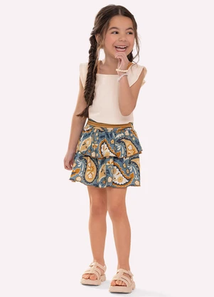 Nanai - Conjunto Infantil Menina com Babados Bege - NANAI