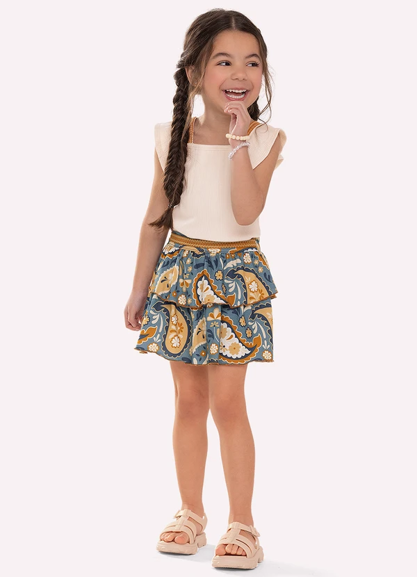 Nanai - Conjunto Infantil Menina com Babados Bege