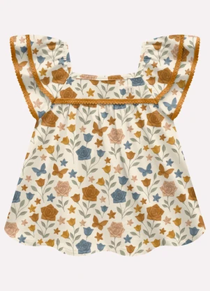 Milon - Conjunto Infantil Menina com Babados Bege - MILON