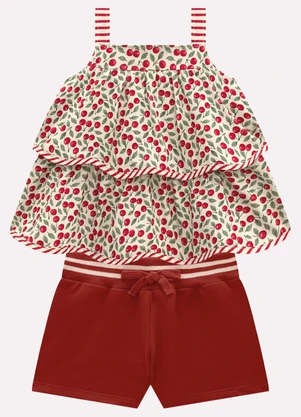 Milon - Conjunto Infantil Menina com Babados Bege - MILON