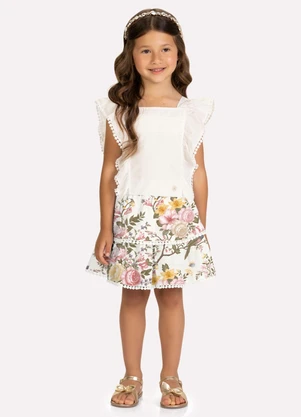 Milon - Conjunto Infantil Menina com Babados Branco - MILON