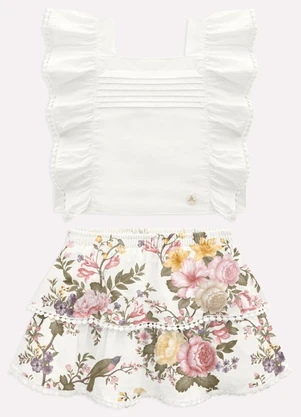 Milon - Conjunto Infantil Menina com Babados Branco - MILON