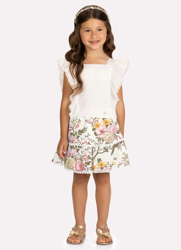 Milon - Conjunto Infantil Menina com Babados Branco