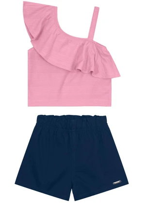 Brandili - Conjunto Infantil Menina com Babados Rosa - BRANDILI