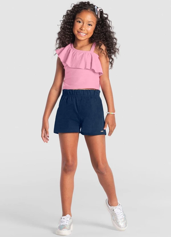 Brandili - Conjunto Infantil Menina com Babados Rosa