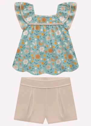 Milon - Conjunto Infantil Menina com Babados Verde - MILON