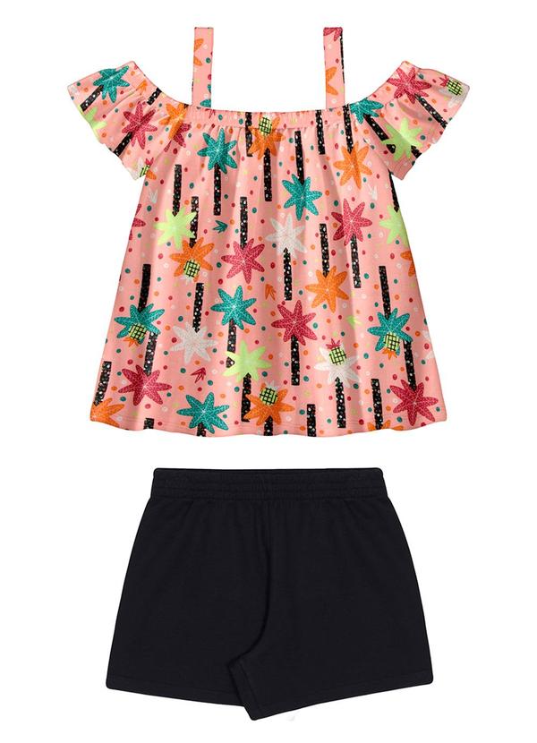 Alakazoo - Conjunto Infantil Menina com Blusa Bata Rosa