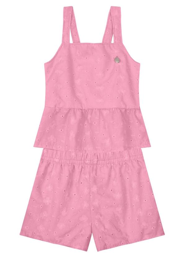 Brandili Mundi - Conjunto Infantil Menina com Blusa e Shorts Rosa