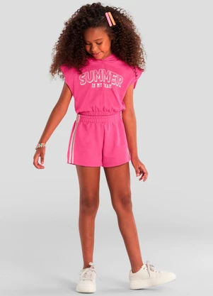 Brandili - Conjunto Infantil Menina com Capuz Rosa - BRANDILI