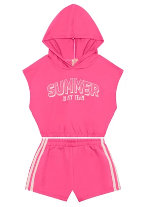 Brandili - Conjunto Infantil Menina com Capuz Rosa - BRANDILI