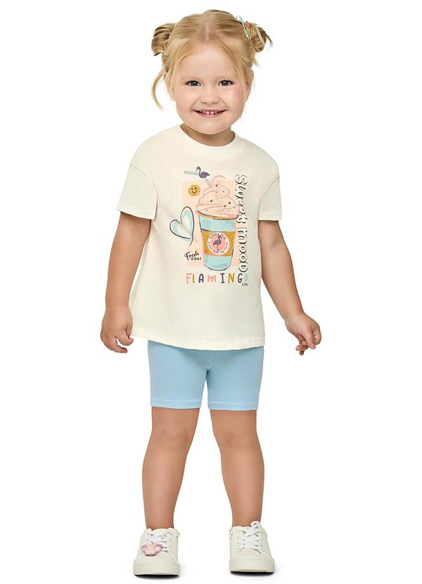 Elian - Conjunto Infantil Menina com Ciclista Bege