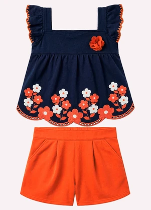 Kyly - Conjunto Infantil Menina com Corte a Laser Azul - KYLY