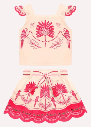 Nanai - Conjunto Infantil Menina com Corte a Laser Bege - NANAI