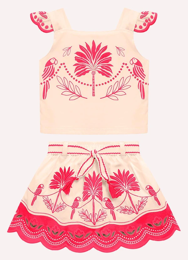 Nanai - Conjunto Infantil Menina com Corte a Laser Bege 1