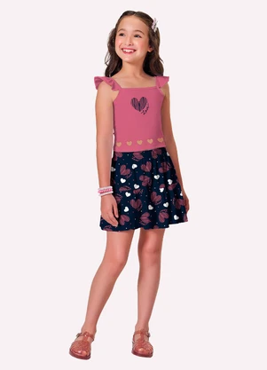 Kyly - Conjunto Infantil Menina com Corte a Laser Rosa - KYLY
