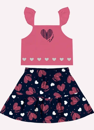 Kyly - Conjunto Infantil Menina com Corte a Laser Rosa - KYLY