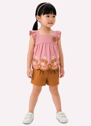 Kyly - Conjunto Infantil Menina com Corte a Laser Rosa - KYLY