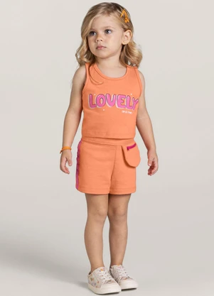 Brandili - Conjunto Infantil Menina com Cropped Laranja - BRANDILI