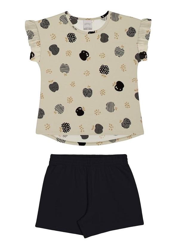 Alakazoo - Conjunto Infantil Menina com Estampa Maçãs Bege 2